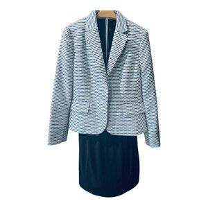 Dress (Med) and Jacket (10), Black Knit/Tiana B; Evan Picone Stripe Jacket